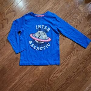 Mini Boden Inter Galactic Sequin Applique Long-Sleeve Top Size 5-6